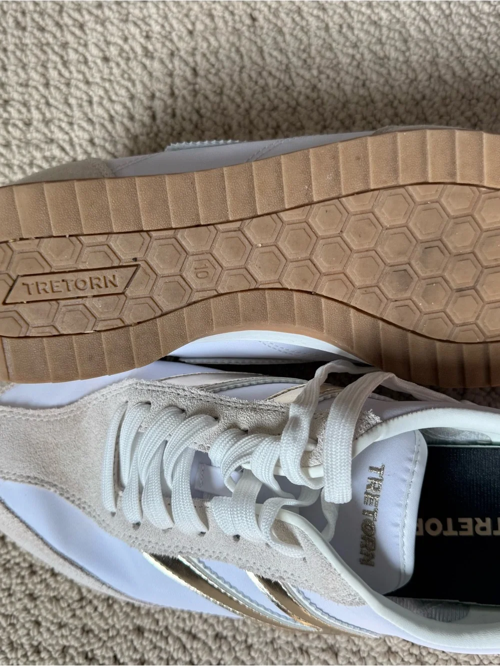 Tretorn White Sneakers with Gold Accents